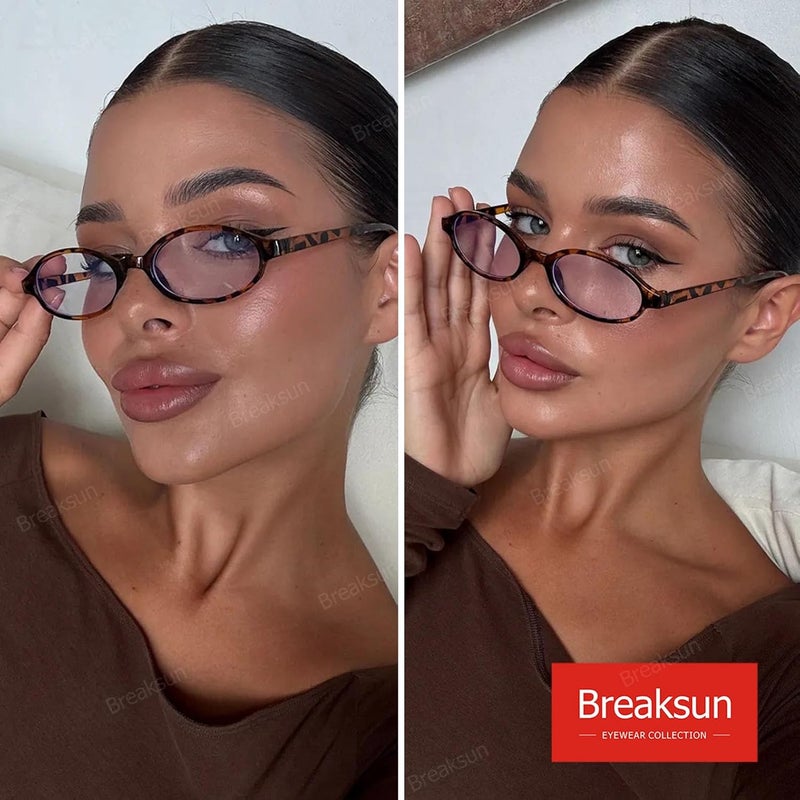 Breaksun Retro Small Oval Glasses for Women Men 90s Small Face Blue Light Eyeglasses Cosplay Y2K Fake Glasses - Image 3